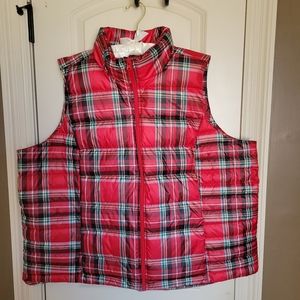 Lands End Women's Plaid Plus Size Vest
